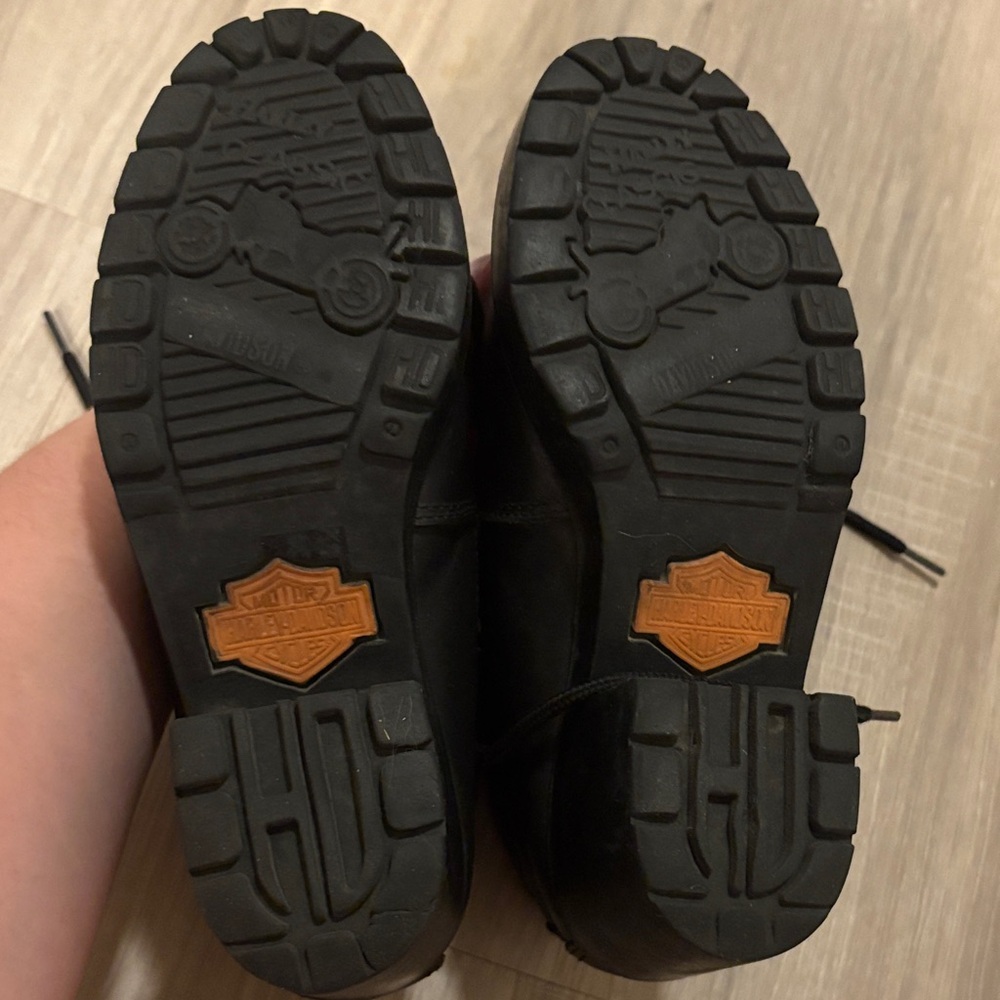 Harley-Davidson Women's Black Leather Heeled Boots With Orange Interior - Picture 5 of 8
